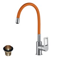 Смеситель Rossinka Z35-35U-Orange для кухонной мойки с гибким цветным изливом, хром/оранжевый Z35-35U-Orange