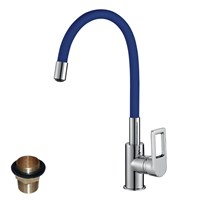 Смеситель Rossinka Z35-35U-Blue для кухонной мойки с гибким цветным изливом, хром/синий Z35-35U-Blue