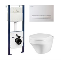 Комплект унитаза Am.Pm Inspire C501700SC с инсталляцией I012702 и клавишей I014101 с сиденьем Микролифт и Белой клавишей смыва  (I012702/I014101/C501700SC) I012702/I014101/C501700SC