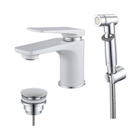 Смеситель Lemark Allegro LM5916CW для раковины с гигиеническим душем, хром/белый LM5916CW