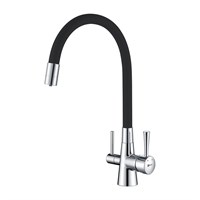 Смеситель Lemark Comfort LM3075C для кухонной мойки, с подключением к фильтру питьевой воды, хром/черный LM3075C