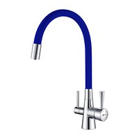 Смеситель Lemark Comfort LM3075C-Blue для кухонной мойки, с подключением к фильтру питьевой воды, хром/синий LM3075C-Blue