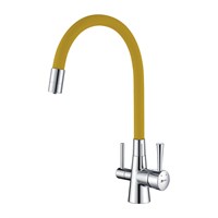 Смеситель Lemark Comfort LM3075C-Yellow для кухонной мойки, с подключением к фильтру питьевой воды, хром/желтый LM3075C-Yellow