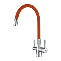Смеситель Lemark Comfort LM3075C-Orange для кухонной мойки, с подключением к фильтру питьевой воды, хром/оранжевый LM3075C-Orange