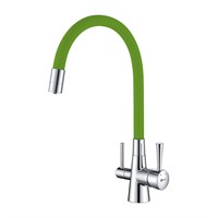 Смеситель Lemark Comfort LM3075C-Green для кухонной мойки, с подключением к фильтру питьевой воды, хром/зеленый LM3075C-Green