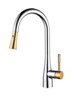 Смеситель D&K Rhein,Schiller DA1462504A для кухонной мойки, с выдвижной лейкой, хром/золото светлое DA1462504A