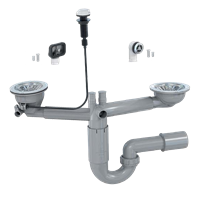 Сифон для мойки PREVEX P-loc автомат двойной (PL2-R9C45-SANT-01) PL2-R9C45-SANT-01