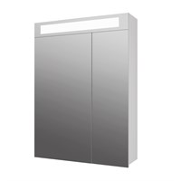 Зеркальный шкаф Dreja  UNI, 60 см,  2 дверцы, 4 стеклянные полки, с подсветкой и выключателем, белый (99.9001)