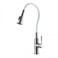 Смеситель Lemark Expert LM5082S-White для кухни с гибким изливом, хром/белый LM5082S-White