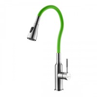 Смеситель Lemark Expert LM5082S-Green для кухни с гибким изливом, хром/зеленый LM5082S-Green