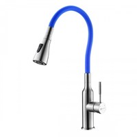 Смеситель Lemark Expert LM5082S-Blue для кухни с гибким изливом, хром/синий LM5082S-Blue