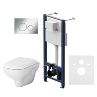 Комплект унитаза с инсталляцией AM.PM Like FlashClean IS49051.801700 с сиденьем Микролифт и клавишей смыва Хром IS49051.801700
