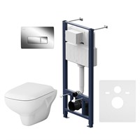 Комплект унитаза с инсталляцией AM.PM Like FlashClean IS48051.801700 с сиденьем Микролифт и клавишей смыва Хром IS48051.801700