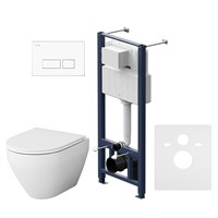 Комплект унитаза с инсталляцией AM.PM Spirit V2.0 FlashClean IS47001.701700 с сиденьем Микролифт и Белой клавишей смыва IS47001.701700