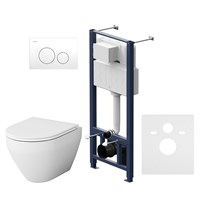 Комплект унитаза с инсталляцией AM.PM Spirit V2.0 FlashClean IS49001.701700 с сиденьем Микролифт и Белой клавишей смыва IS49001.701700