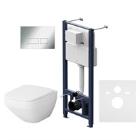 Комплект унитаза с инсталляцией AM.PM Inspire V2.0 FlashClean IS47051.50A1700 с сиденьем Микролифт и клавишей смыва Хром IS47051.50A1700
