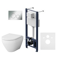 Комплект унитаза с инсталляцией AM.PM Spirit V2.0 FlashClean IS49051.701700 с сиденьем Микролифт и клавишей смыва, Хром IS49051.701700