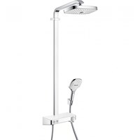 Душевая система Hansgrohe Raindance Select E 27126400 Showerpipe 300 2 jet термостатическая, белое стекло/хром 27126400