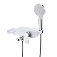 Смеситель Lemark Unibox LM6914CW для ванны и душа с гарнитуром и мыльницей, белый, хром LM6914CW
