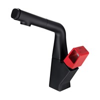 Смеситель Lemark Soul LM6008BR для кухонной мойки, с вытяжным изливом, черный/красный LM6008BR