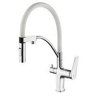 Смеситель Lemark Comfort LM3074C-White, для кухни с подключением к фильтру с питьевой водой, хром/белый LM3074C-White
