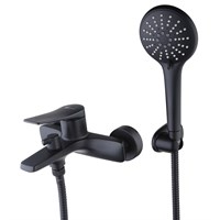 Смеситель для ванны и душа Lemark Bronx LM3714BL, с душевым гарнитуром, черный LM3714BL