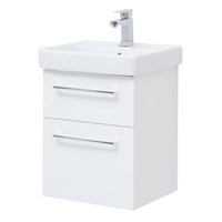 Тумба Dreja  Q MAX, 55 см, подвесная, 2 ящика, белый глянец (77.0001W) 77.0001W