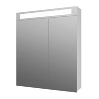 Зеркальный шкаф Dreja  UNI, 70 см, 2 дверцы, 4 стеклянные полки, с подсветкой и выключателем, белый (99.9002)