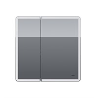 Зеркальный шкаф Dreja  POINT, 80 см, 2 дверцы, 2 стеклянные полки, инфракрасный выключатель, LED-подстветка, розетка, белый (99.9034)