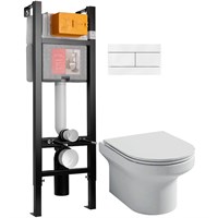 Комплект унитаза с инсталляцией Jacob Delafon Elite E21755RU-00 с сиденьем Микролифт и Белой клавишей смыва E21755RU-00
