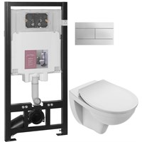 Комплект унитаза с инсталляцией Jacob Delafon Patio E21740RU-00 с сиденьем Микролифт и клавишей смыва Хром E21740RU-00