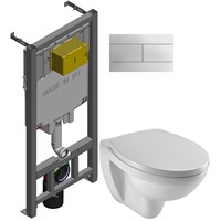 Комплект унитаза с инсталляцией Jacob Delafon Patio E21734RU-00 с сиденьем Микролифт и клавишей смыва Хром E21734RU-00