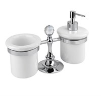 Стакан и дозатор настольные Cezares Olimp TDT-03/24-Sw цвет золото, ручки Swarovski OLIMP-TDT-03/24-Sw