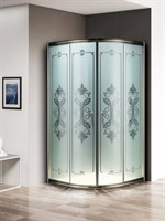 Душевой уголок Cezares Giubileo R2 90x90 GIUBILEO-R-2-90-SCORREVOLE-CP-G профиль Золото стекло прозрачное с матовым рисунком GIUBILEO-R-2-90-SCORREVOLE-CP-G