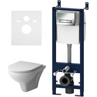 Комплект унитаза с инсталляцией AM.PM Gem FlashClean IS30251.901700 с сиденьем Микролифт и клавишей смыва Хром глянцевый IS30251.901700