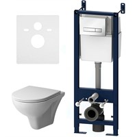 Комплект унитаза с инсталляцией AM.PM Gem FlashClean IS30201.901700 с сиденьем Микролифт и Белой глянцевой клавишей смыва IS30201.901700