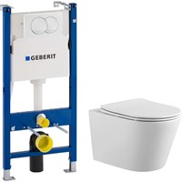 Комплект 5 в 1: унитаз с инсталляцией+крышка, кнопка (белая) и крепеж Aquatek+Geberit SET ВЕГА бел (111.154.11.1+AQ1905-00) SET ВЕГА бел