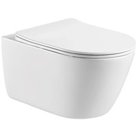AQ1363W-00 ОБЕРОН Унитаз подвесной безободковый 531*360*344мм, тонкое сиденье с механизмом плавного закрывания, крепеж AQ1363W-00