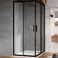 Душевой уголок Ravak Blix BLSRV2-90 90x90 X1LM70300Z1 профиль Черный стекло Transparent X1LM70300Z1