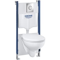 Комплект унитаза с инсталляцией Grohe Solido 39415000 с сиденьем Микролифт и клавишей смыва Хром gr_39415000