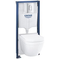 Комплект унитаза Grohe Euro Ceramic Solido 39536000 с инсталляцией с сиденьем Микролифт с клавишей Хром gr_39536000