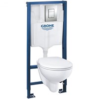Комплект унитаза с инсталляцией Grohe Solido Compact 39586000 с сиденьем Микролифт и клавишей смыва Хром gr_39586000