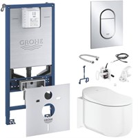Комплект унитаза-биде с инсталляцией Grohe Sensia Arena 120172 с сиденьем Микролифт и клавишей смыва Хром gr_120172