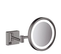 Зеркало косметическое для бритья Hansgrohe AddStoris 41790340 с LED-подсветкой, шлифованный черный/хром 41790340