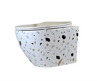 Унитаз подвесной безободковый Bronze de luxe Terrazzo, крышка белая (2092-W) 2092-W