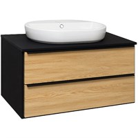 Тумба под раковину Runo подвесная дуб черный (под умывальник Moduo Square 50/ Гамма 56/ Infinity 85/ Moduo Leaf 55) Мальта 85 (00-00001099) run_00-00001099