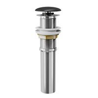 Донный клапан D&K DC9025, для раковины, клик-клак, без перелива, крышка черная, цвет хром DC9025