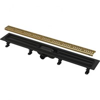 Водоотводящий желоб ALCAPLAST с порогами для перфорированной решетки APZ10BLACK-650BRASS APZ10BLACK-650BRASS