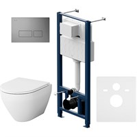 Комплект унитаза с инсталляцией AM.PM Spirit V2.0 FlashClean IS47031.701700 с сиденьем Микролифт и клавишей смыва Никель матовый IS47031.701700