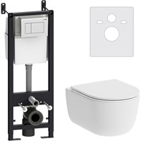 Комплект унитаза с инсталляцией Damixa Sirius DX86.IS10101.1700 с сиденьем Микролифт и Белой клавишей смыва DX86.IS10101.1700